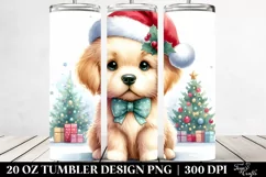 Cute Winter Golden Retriever with Christmas Tree PNG Product Image 2