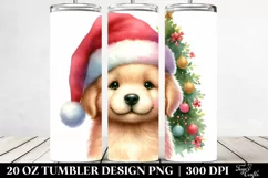 Cute Winter Golden Retriever with Christmas Tree PNG Product Image 2