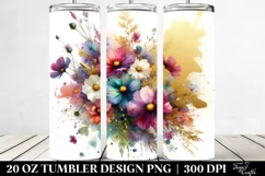 Abstract Vibrant Bouquet Gold Foil | 20 Oz Tumbler Product Image 2
