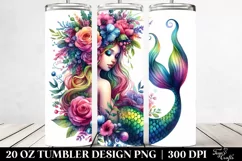 dressed Mermaid Floral Wreath | 20 oz Tumbler Product Image 2