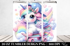 Colorful Baby Unicorn Skateboard. 20 Oz Tumbler Design Product Image 2