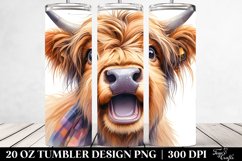 Watercolor Highland Cow Portrait with Big Eyes | 20 Oz Product Image 2