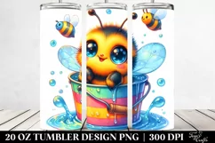 20 Oz Tumbler Sublimation | Colorful Smiling Cute Baby Bee Product Image 2