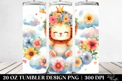Small Watercolor Colorful Cute Baby Lion with Whimsical Product Image 2
