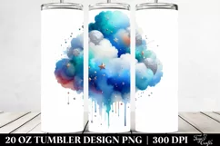 Colorful Blueis Watercolor Cloud | 20 Oz Tumbler Product Image 2