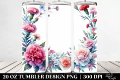 Colorful Watercolor Frame with Carnation | 20 oz Tumbler Product Image 2