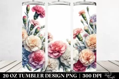 Colorful Watercolor Frame with Carnation | 20 oz Tumbler Product Image 2
