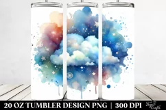 Colorful Blueis Watercolor Cloud | 20 Oz Tumbler Product Image 2