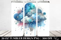 Colorful Blueis Watercolor Cloud | 20 Oz Tumbler Product Image 2