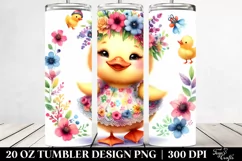Small Watercolor Colorful Cute Baby Duck with Whimsical Product Image 2