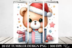 Cute Christmas Bear with Santa Hat PNG Product Image 2
