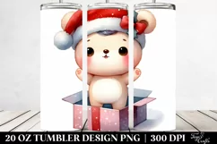 Cute Christmas Bear with Santa Hat PNG Product Image 2