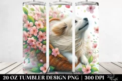 Dog Tumbling with Spring Petals | 20 Oz Tumbler Product Image 2