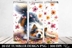 Dog Tumbling with Spring Petals | 20 Oz Tumbler Product Image 2