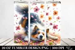 Dog Tumbling with Spring Petals | 20 Oz Tumbler Product Image 2