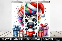Cute Vibrant Zebra with Santa Hat PNG Product Image 2