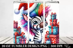 Cute Vibrant Zebra with Santa Hat PNG Product Image 2