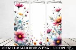 Watercolor Wild Flowers Space Left Right | 20 Oz Tumbler Product Image 2