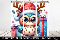 Cute Winter Owl with Christmas Accessories PNG Product Image 2