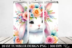 Pastel Rabbit with Flower Crown 20 Oz Tumbler Product Image 2