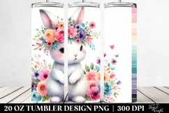 Cartoon-Style Rabbit Flower Crown 20 Oz Tumbler Product Image 2