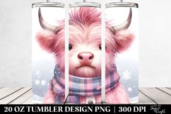 Dumb-Looking Pink Highland Cow in Winter 20 Oz Tumbler Product Image 2