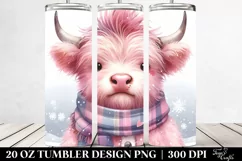 Dumb-Looking Pink Highland Cow in Winter 20 Oz Tumbler Product Image 2