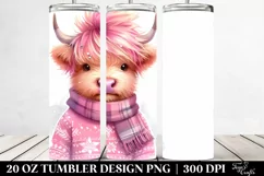 Dumb-Looking Pink Highland Cow in Winter 20 Oz Tumbler Product Image 2