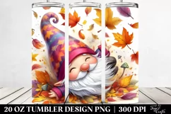 Cute Gnome Tumbling with Leaves | 20 Oz Tumbler Product Image 2