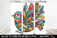 Colorful Whimsical Bird White 20 oz Tumbler Product Image 2