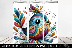 Colorful Whimsical Bird White 20 oz Tumbler Product Image 2