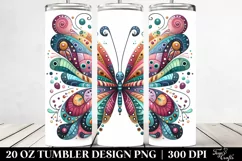 Colorful Whimsical Butterfly White 20 oz Tumbler Product Image 2