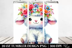Pastel Lamb with Flower Crown 20 Oz Tumbler Product Image 2