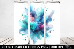 Colorful Cyan Watercolor Splash | 20 Oz Tumbler Product Image 2