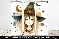 Boho Smiling Witch Watercolor Tumbler | 20 oz Tumbler Product Image 2