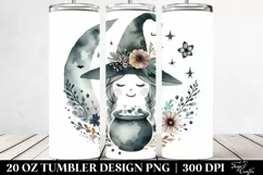 Boho Smiling Witch Watercolor Tumbler | 20 oz Tumbler Product Image 2
