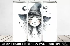 Boho Smiling Witch Watercolor Tumbler | 20 oz Tumbler Product Image 2