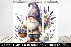 Detailed Watercolor Cute Gnome with Flowers | 20 Oz Tumbler Product Image 2
