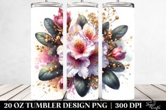 20 Oz Tumbler Sublimation | Shiny Rhododendron with Golden Product Image 2