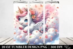 cute baby unicorn tumbling with spring petals | 20 oz Product Image 2