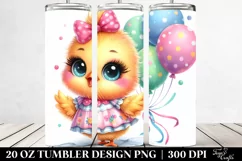 Smiling Baby Chicken with Party Balloons | 20 Oz Tumbler Product Image 2