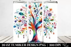Colorful Watercolor Whimsical Tree | 20 Oz Tumbler Product Image 2