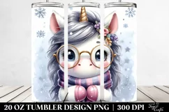 Cute Watercolor Unicorn in Winter Clipart Product Image 2