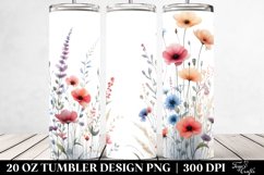 Centered Watercolor Wild Flowers | 20 oz Tumbler Product Image 2