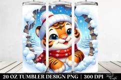 Cute Baby Tiger Exiting Snowy Wall, High-Res 20 Oz Tumbler Product Image 2