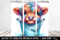 20 Oz Tumbler Sublimation | Colorful Baby Highland Cow in Product Image 2