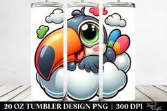 Colorful Baby Toucan Napping on a Cloud | 20 Oz Tumbler Product Image 2