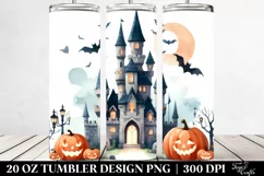 Funny Halloween Castle Clipart, 20 Oz Tumbler Product Image 2
