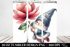 Cute Gnome Floating with Magnolia | 20 Oz Tumbler Product Image 2