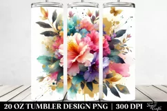 Vibrant Rhododendron Bouquet with Gold Foil | 20 Oz Tumbler Product Image 2